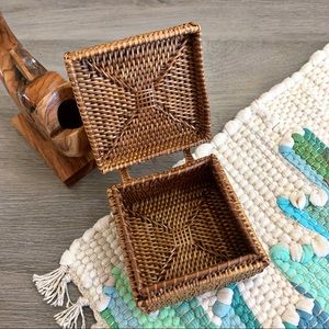 Small Boho Home Decor Square Basket with Lid